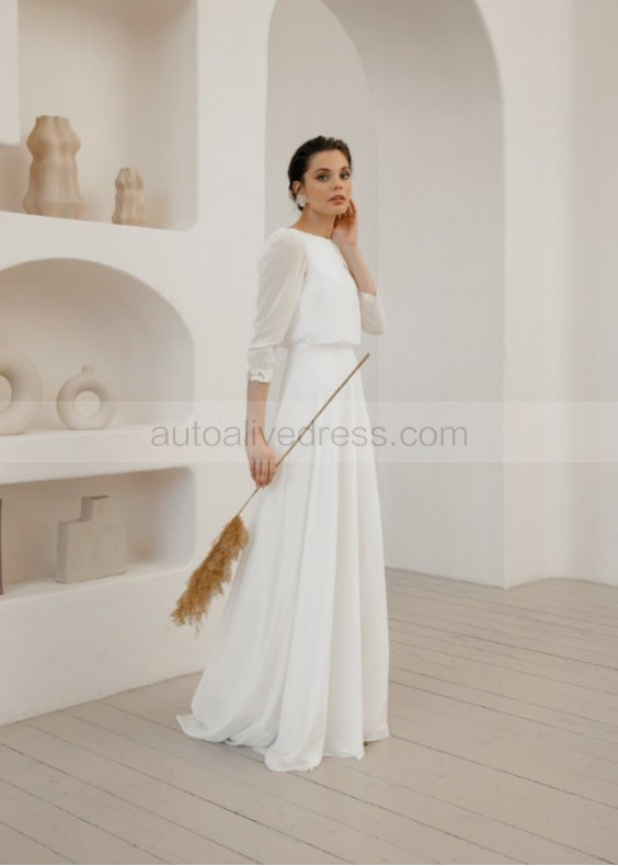 Ivory Chiffon Keyhole Back Rustic Wedding Dress Ivory Chiffon Keyhole Back Rustic Wedding Dress